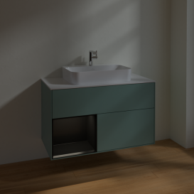 Тумба под раковину Villeroy & Boch Finion 100х50,1 см с подсветкой МДФ оливковый матовый лак/стекло белое матовое F361PDGM