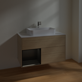 Тумба под раковину Villeroy & Boch Finion 100х50,1 см с подсветкой МДФ шпон дуба/стекло белое матовое F361PDPC