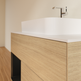 Тумба под раковину Villeroy & Boch Finion 100х50,1 см с подсветкой МДФ шпон дуба/стекло белое матовое F361PDPC