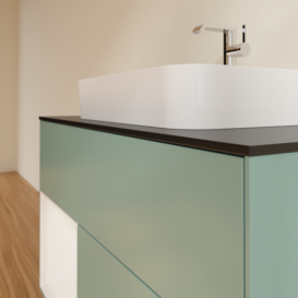 Тумба под раковину Villeroy & Boch Finion 100х50,1 см с подсветкой МДФ оливковый матовый лак/стекло черное матовое F362GFGM