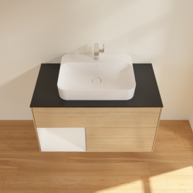 Тумба под раковину Villeroy & Boch Finion 100х50,1 см с подсветкой МДФ шпон дуба/стекло черное матовое F362GFPC