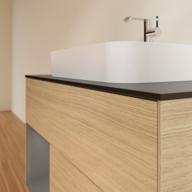 Тумба под раковину Villeroy & Boch Finion 100х50,1 см с подсветкой МДФ шпон дуба/стекло черное матовое F362GKPC
