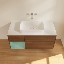 Тумба под раковину Villeroy & Boch Finion 120х50,1 см с подсветкой МДФ шпон грецкого ореха/стекло белое матовое G701GMGN