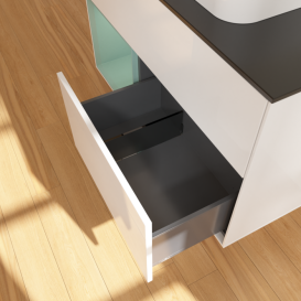 Тумба под раковину Villeroy & Boch Finion 100х50,1 см с подсветкой МДФ глянцевый белый лак/стекло черное матовое F362GMGF