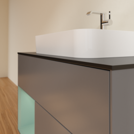 Тумба под раковину Villeroy & Boch Finion 100х50,1 см с подсветкой МДФ антрацит матовый лак/стекло черное матовое F362GMGK