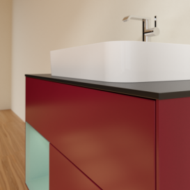 Тумба под раковину Villeroy & Boch Finion 100х50,1 см с подсветкой МДФ пион матовый лак/стекло черное матовое F362GMHB