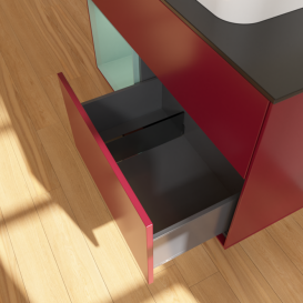 Тумба под раковину Villeroy & Boch Finion 100х50,1 см с подсветкой МДФ пион матовый лак/стекло черное матовое F362GMHB