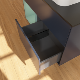 Тумба под раковину Villeroy & Boch Finion 100х50,1 см с подсветкой МДФ темно-синий матовый лак/стекло черное матовое F362GMHG