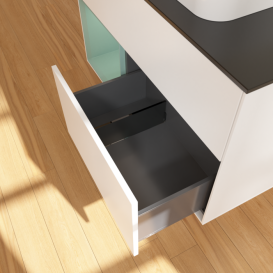 Тумба под раковину Villeroy & Boch Finion 100х50,1 см с подсветкой МДФ белый матовый лак/стекло черное матовое F362GMMT