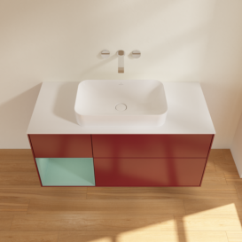 Тумба под раковину Villeroy & Boch Finion 120х50,1 см с подсветкой МДФ пион матовый лак/стекло белое матовое G701GMHB