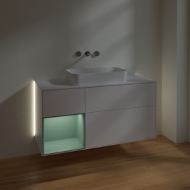 Тумба под раковину Villeroy & Boch Finion 120х50,1 см с подсветкой МДФ белый матовый лак/стекло белое матовое G701GMMT