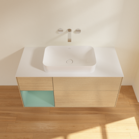 Тумба под раковину Villeroy & Boch Finion 120х50,1 см с подсветкой МДФ шпон дуба/стекло белое матовое G701GMPC