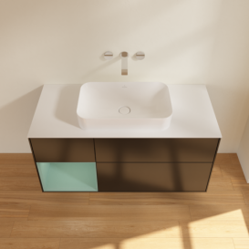 Тумба под раковину Villeroy & Boch Finion 120х50,1 см с подсветкой МДФ черный матовый лак/стекло белое матовое G701GMPD