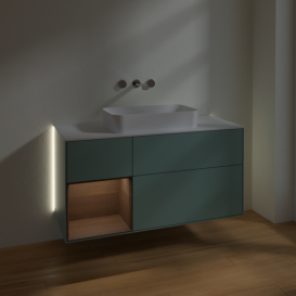 Тумба под раковину Villeroy & Boch Finion 120х50,1 см с подсветкой МДФ оливковый матовый лак/стекло белое матовое G701GNGM