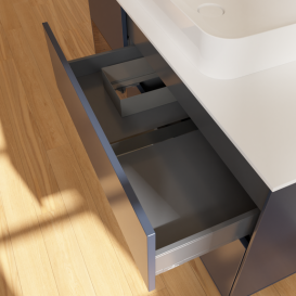 Тумба под раковину Villeroy & Boch Finion 120х50,1 см с подсветкой МДФ темно-синий матовый лак/стекло белое матовое G701GNHG