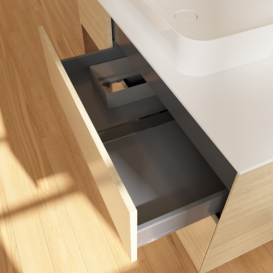 Тумба под раковину Villeroy & Boch Finion 120х50,1 см с подсветкой МДФ шпон дуба/стекло белое матовое G701GNPC