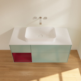 Тумба под раковину Villeroy & Boch Finion 120х50,1 см с подсветкой МДФ оливковый матовый лак/стекло белое матовое G701HBGM