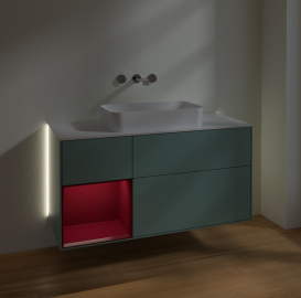 Тумба под раковину Villeroy & Boch Finion 120х50,1 см с подсветкой МДФ оливковый матовый лак/стекло белое матовое G701HBGM