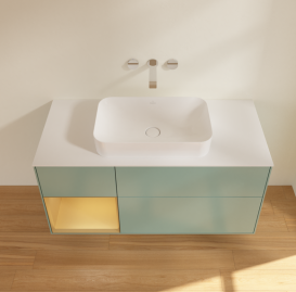 Тумба под раковину Villeroy & Boch Finion 120х50,1 см с подсветкой МДФ оливковый матовый лак/стекло белое матовое G701HFGM