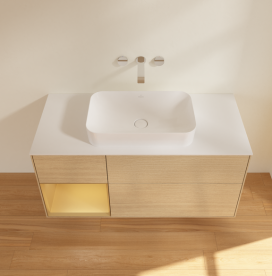 Тумба под раковину Villeroy & Boch Finion 120х50,1 см с подсветкой МДФ шпон дуба/стекло белое матовое G701HFPC