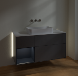 Тумба под раковину Villeroy & Boch Finion 120х50,1 см с подсветкой МДФ антрацит матовый лак/стекло белое матовое G701HGGK