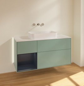 Тумба под раковину Villeroy & Boch Finion 120х50,1 см с подсветкой МДФ оливковый матовый лак/стекло белое матовое G701HGGM