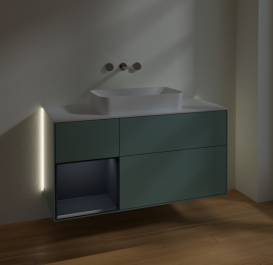 Тумба под раковину Villeroy & Boch Finion 120х50,1 см с подсветкой МДФ оливковый матовый лак/стекло белое матовое G701HGGM