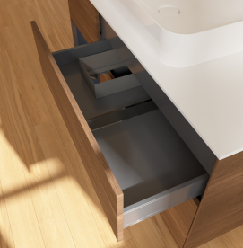 Тумба под раковину Villeroy & Boch Finion 120х50,1 см с подсветкой МДФ шпон грецкого ореха/стекло белое матовое G701HGGN