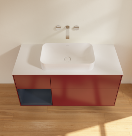 Тумба под раковину Villeroy & Boch Finion 120х50,1 см с подсветкой МДФ пион матовый лак/стекло белое матовое G701HGHB