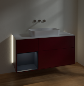 Тумба под раковину Villeroy & Boch Finion 120х50,1 см с подсветкой МДФ пион матовый лак/стекло белое матовое G701HGHB