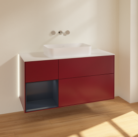 Тумба под раковину Villeroy & Boch Finion 120х50,1 см с подсветкой МДФ пион матовый лак/стекло белое матовое G701HGHB