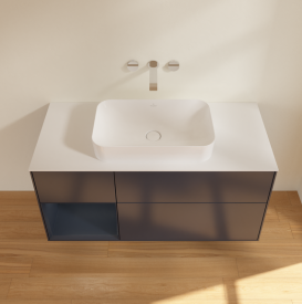 Тумба под раковину Villeroy & Boch Finion 120х50,1 см с подсветкой МДФ темно-синий матовый лак/стекло белое матовое G701HGHG