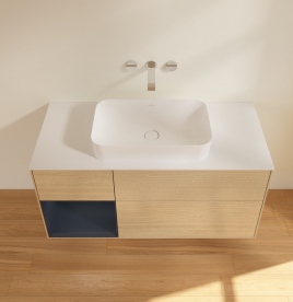 Тумба под раковину Villeroy & Boch Finion 120х50,1 см с подсветкой МДФ шпон дуба/стекло белое матовое G701HGPC