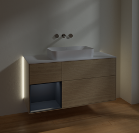 Тумба под раковину Villeroy & Boch Finion 120х50,1 см с подсветкой МДФ шпон дуба/стекло белое матовое G701HGPC