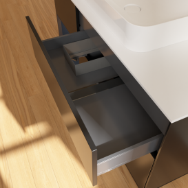 Тумба под раковину Villeroy & Boch Finion 120х50,1 см с подсветкой МДФ черный матовый лак/стекло белое матовое G701HGPD