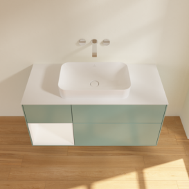 Тумба под раковину Villeroy & Boch Finion 120х50,1 см с подсветкой МДФ оливковый матовый лак/стекло белое матовое G701MTGM