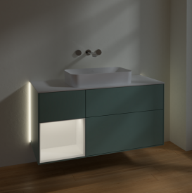 Тумба под раковину Villeroy & Boch Finion 120х50,1 см с подсветкой МДФ оливковый матовый лак/стекло белое матовое G701MTGM