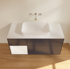 Тумба под раковину Villeroy & Boch Finion 120х50,1 см с подсветкой МДФ темно-синий матовый лак/стекло белое матовое G701MTHG