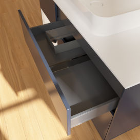 Тумба под раковину Villeroy & Boch Finion 120х50,1 см с подсветкой МДФ темно-синий матовый лак/стекло белое матовое G701MTHG