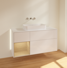 Тумба под раковину Villeroy & Boch Finion 120х50,1 см с подсветкой МДФ глянцевый белый лак/стекло белое матовое G701PCGF