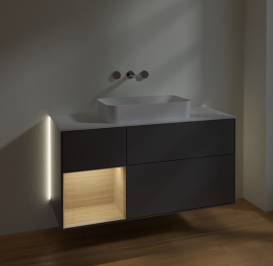 Тумба под раковину Villeroy & Boch Finion 120х50,1 см с подсветкой МДФ антрацит матовый лак/стекло белое матовое G701PCGK