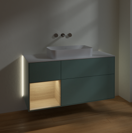 Тумба под раковину Villeroy & Boch Finion 120х50,1 см с подсветкой МДФ оливковый матовый лак/стекло белое матовое G701PCGM
