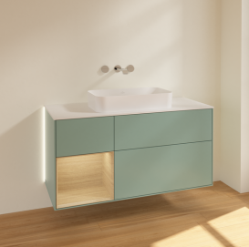 Тумба под раковину Villeroy & Boch Finion 120х50,1 см с подсветкой МДФ оливковый матовый лак/стекло белое матовое G701PCGM