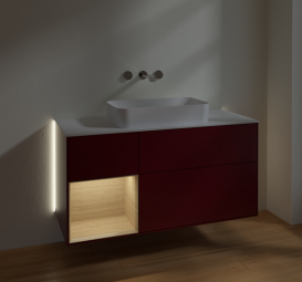 Тумба под раковину Villeroy & Boch Finion 120х50,1 см с подсветкой МДФ пион матовый лак/стекло белое матовое G701PCHB