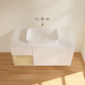 Тумба під раковину Villeroy & Boch Finion 120х50,1 см із підсвічуванням МДФ білий матовий лак/скло біле матове G701PCMT