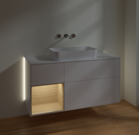 Тумба під раковину Villeroy & Boch Finion 120х50,1 см із підсвічуванням МДФ білий матовий лак/скло біле матове G701PCMT