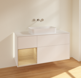 Тумба під раковину Villeroy & Boch Finion 120х50,1 см із підсвічуванням МДФ білий матовий лак/скло біле матове G701PCMT