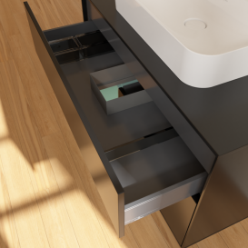 Тумба под раковину Villeroy & Boch Finion 100х50,1 см с подсветкой МДФ черный матовый лак/стекло черное матовое F362GMPD