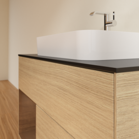 Тумба под раковину Villeroy & Boch Finion 100х50,1 см с подсветкой МДФ шпон дуба/стекло черное матовое F362GNPC