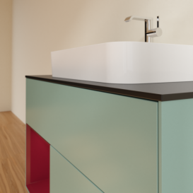 Тумба под раковину Villeroy & Boch Finion 100х50,1 см с подсветкой МДФ оливковый матовый лак/стекло черное матовое F362HBGM